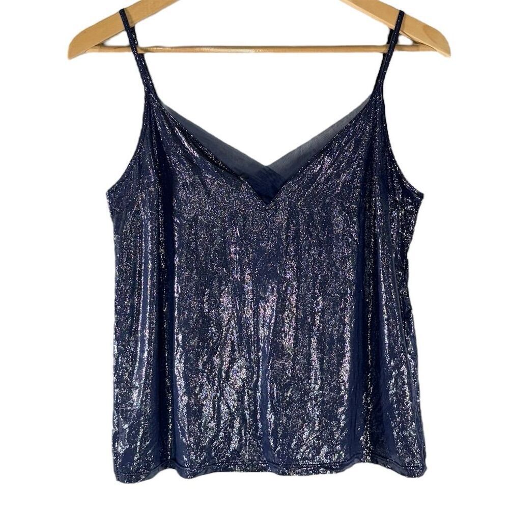 Victoria's Secret Blue Shimmery Camisole Tank Top Size M Adjustable Straps Women